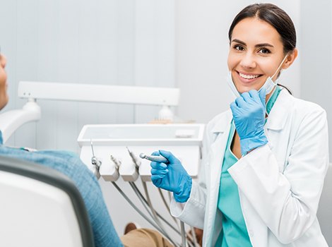 Woman smiling during dental checkup